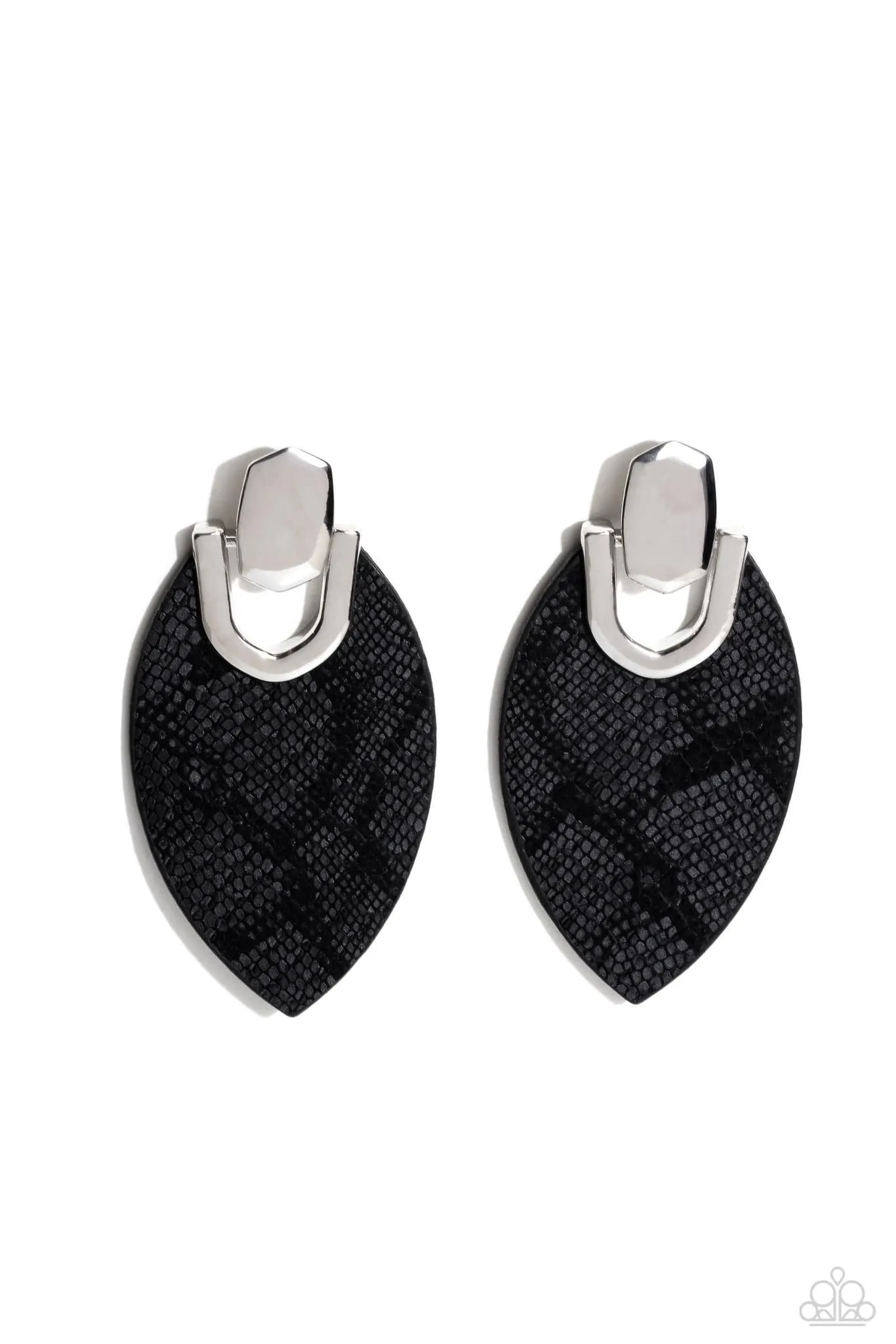 Paparazzi Wildly Workable - Black Leather earrings