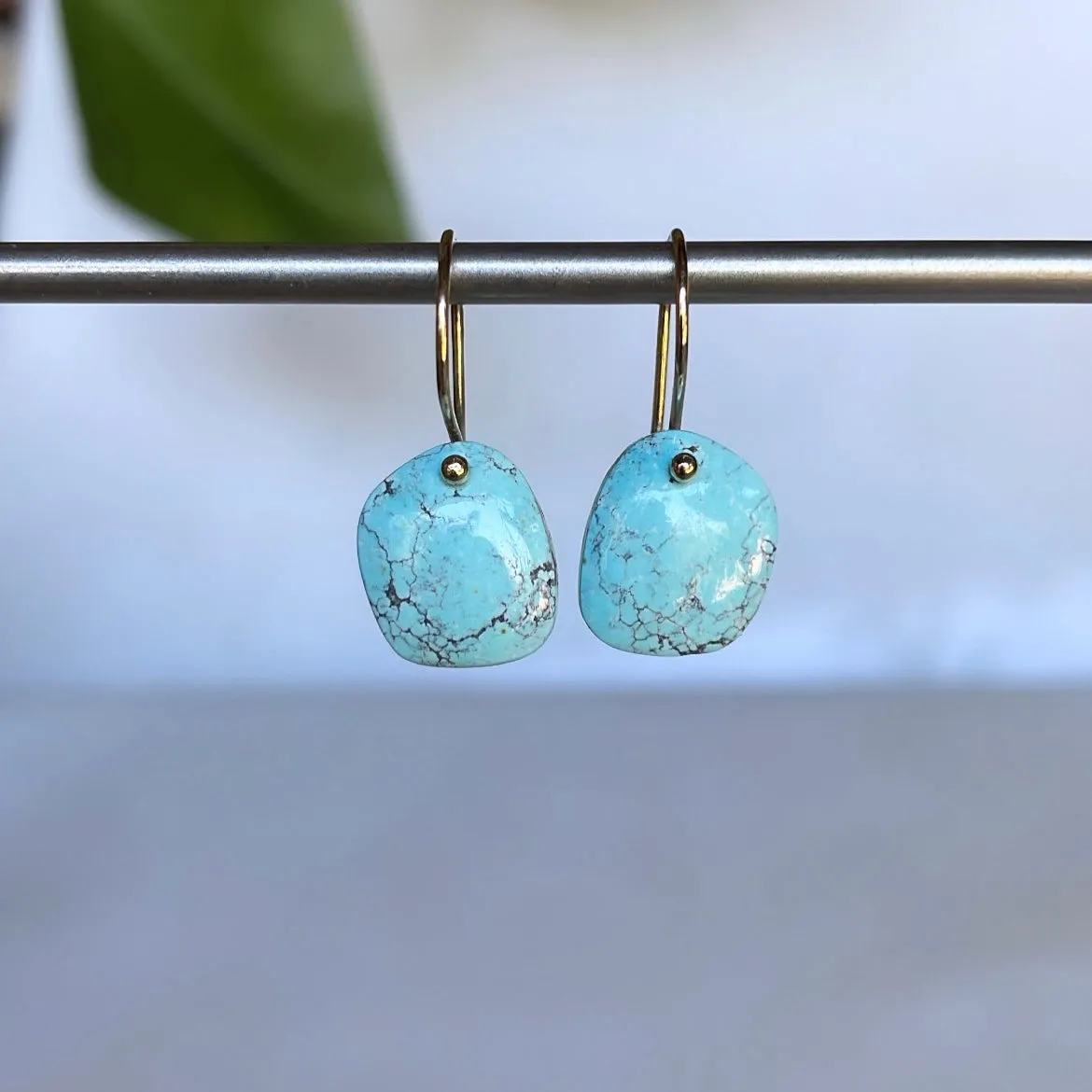 Petite smooth turquoise earrings