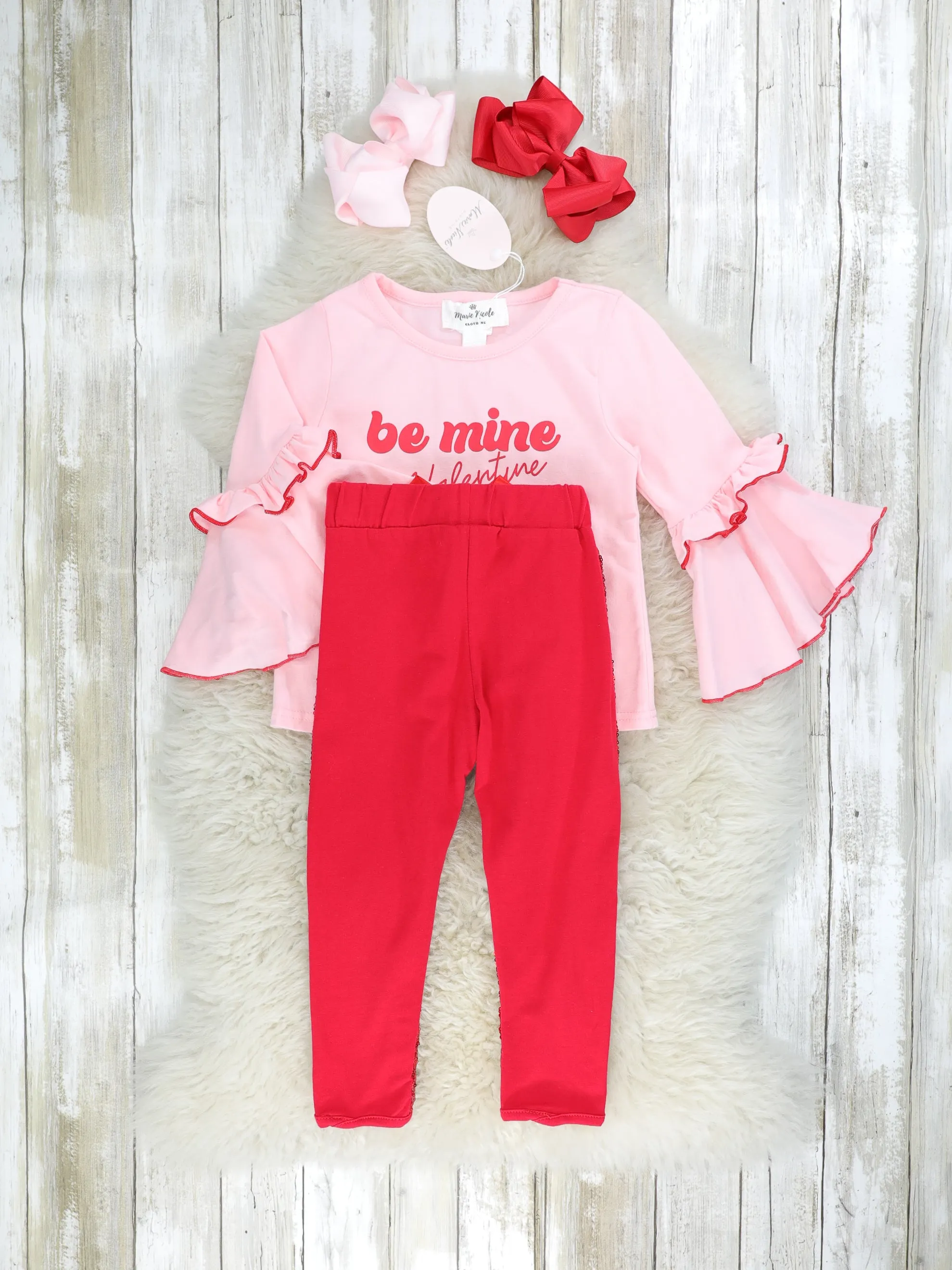 "Be Mine" Bell Sleeve Sequin Outfit