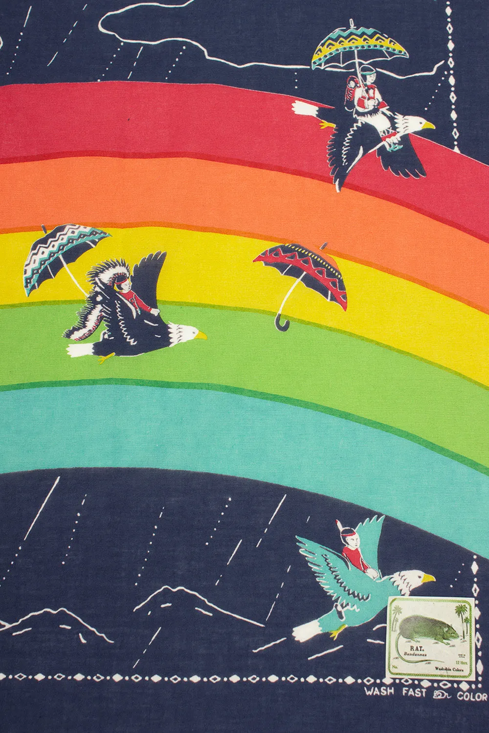 Rainbow and Birds Printed Bandana Navy