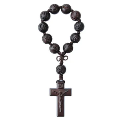 Rosary 1 decade Jujube Wood Carved 13mm