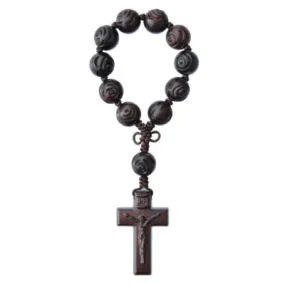 Rosary 1 decade Jujube Wood Carved 13mm