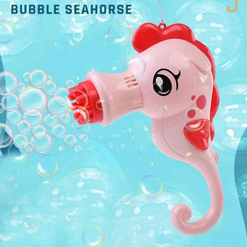 Seahorse Big Bubble Machine Gun For Kids - Liquid Refillable Bubble Maker Toy