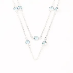 Silverworks N3606 Aquamarine Double Rolo Necklace