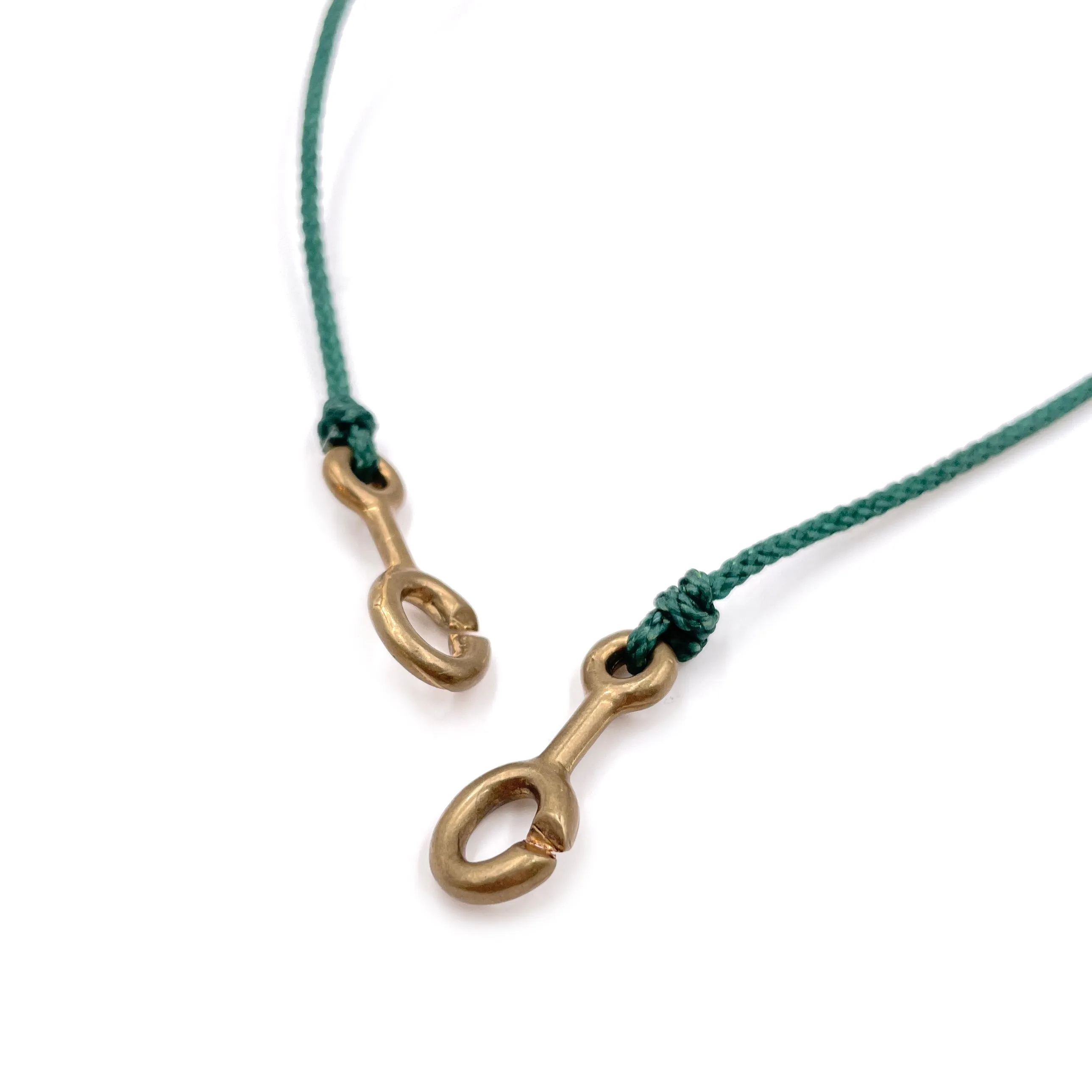 Sister Clasp Necklace, Emerald Cord