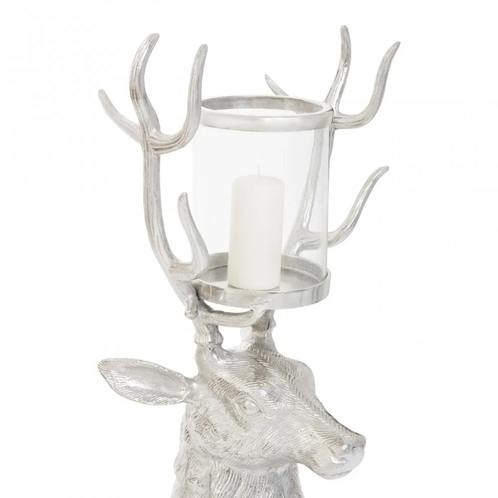 Stag Head Hurricane Aluminium Glass Lantern