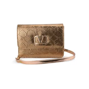 Stylish Metallic Croc Skin Texture Crossbody Purse For Women