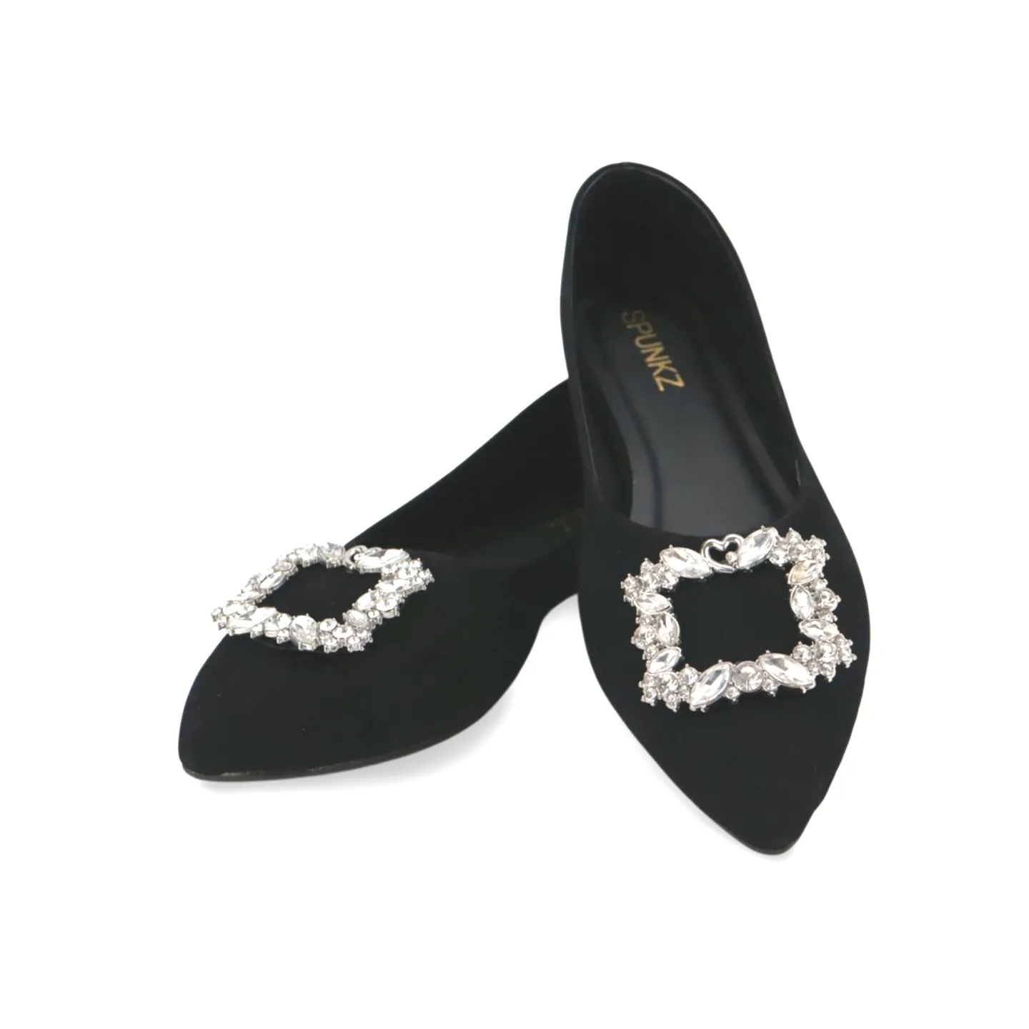 Stylish Women's Flats Pumps with Rhinestone Buckle