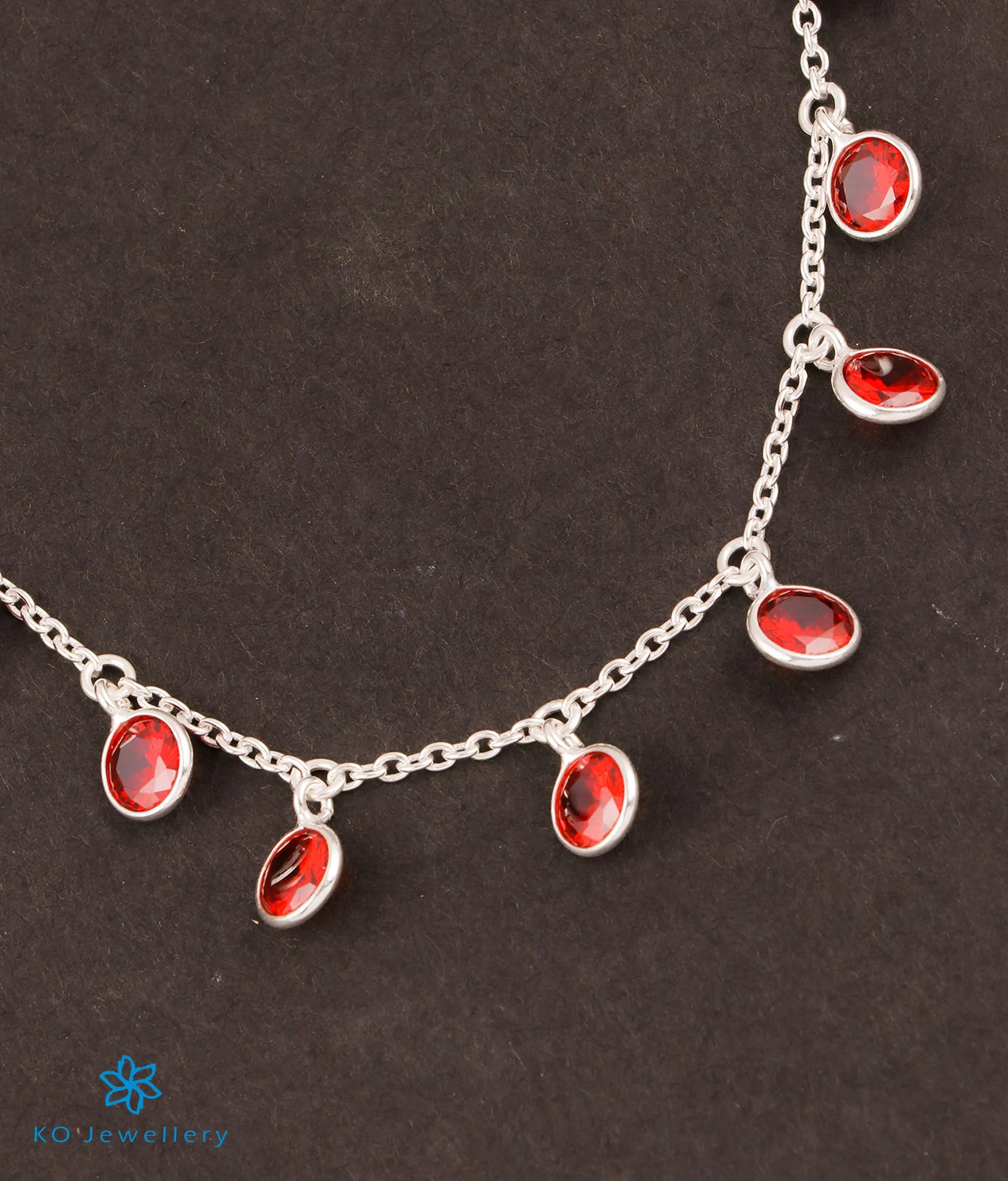 The Prakrit Silver Gemstone Necklace (Red)