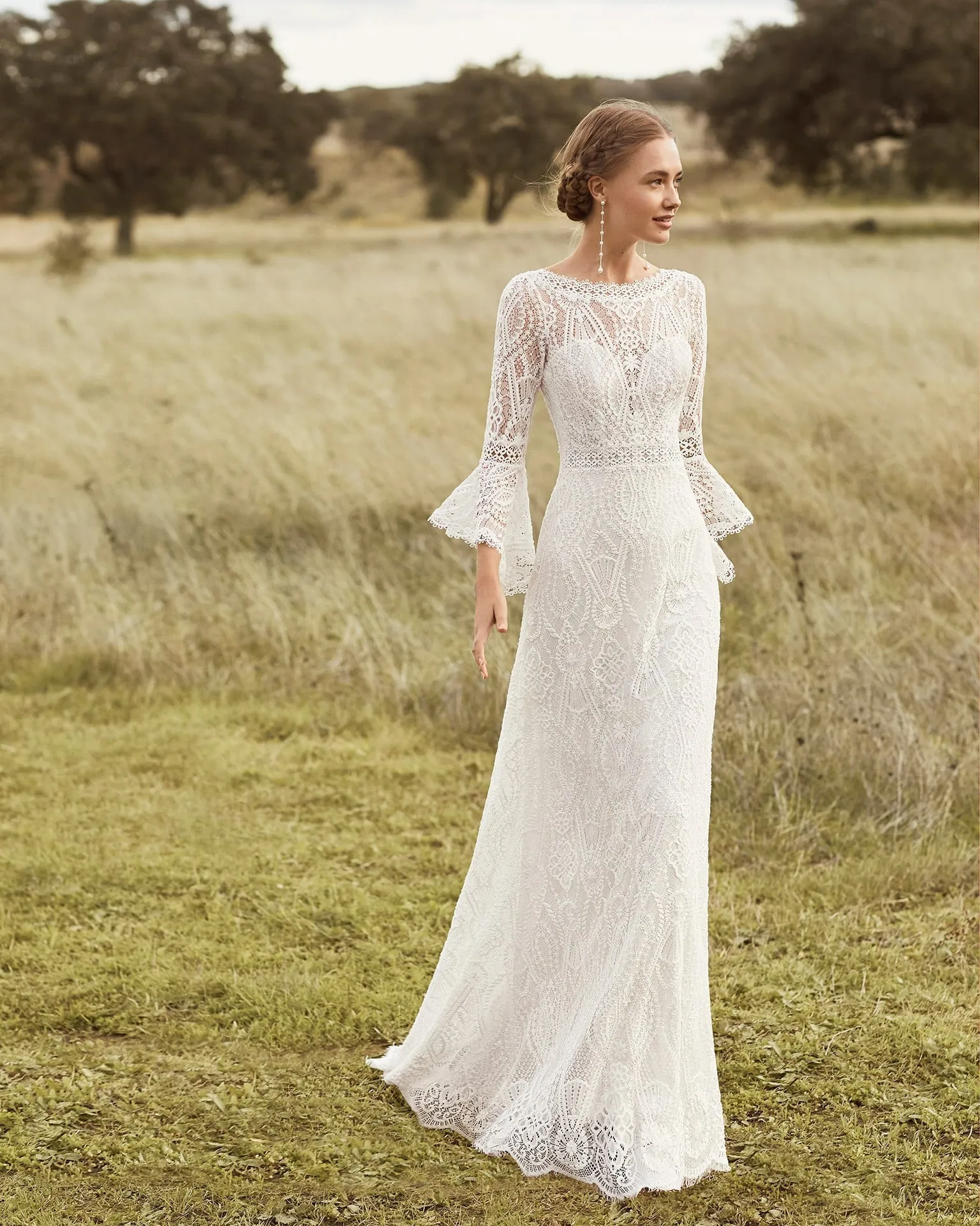 The Reana Wedding Bridal Illusion Sleeves Gown