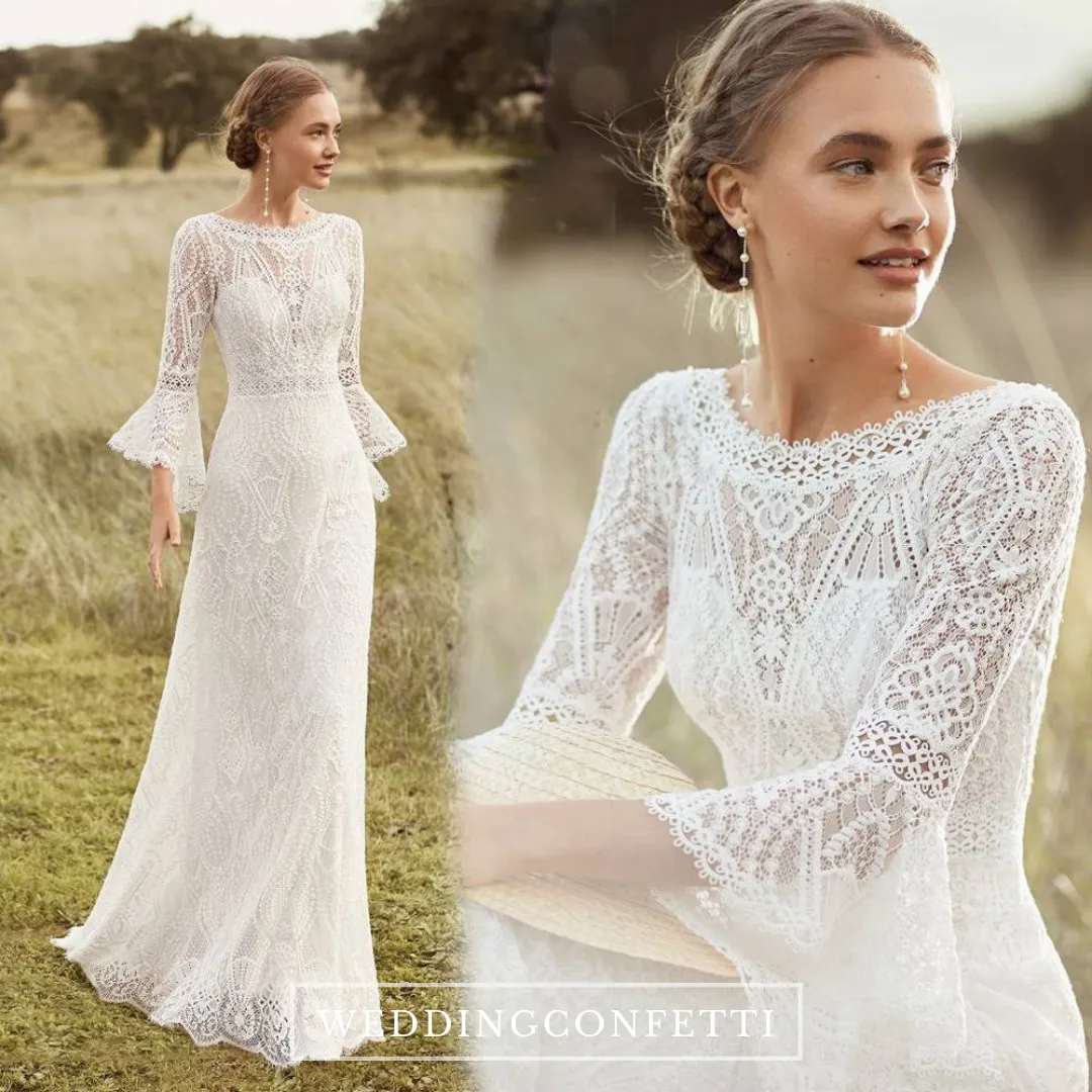 The Reana Wedding Bridal Illusion Sleeves Gown