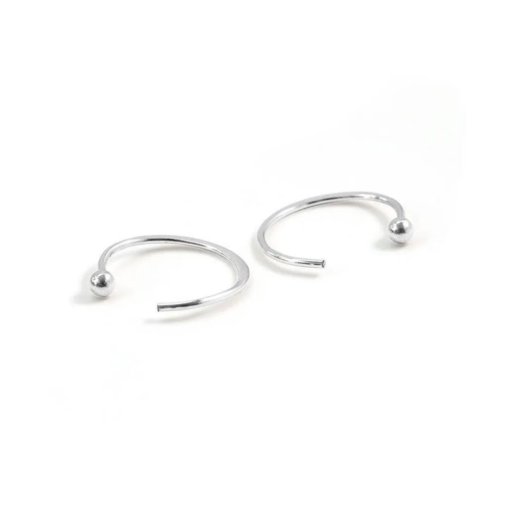 Tiny Ball Hug Hoop Earrings In Sterling Silver