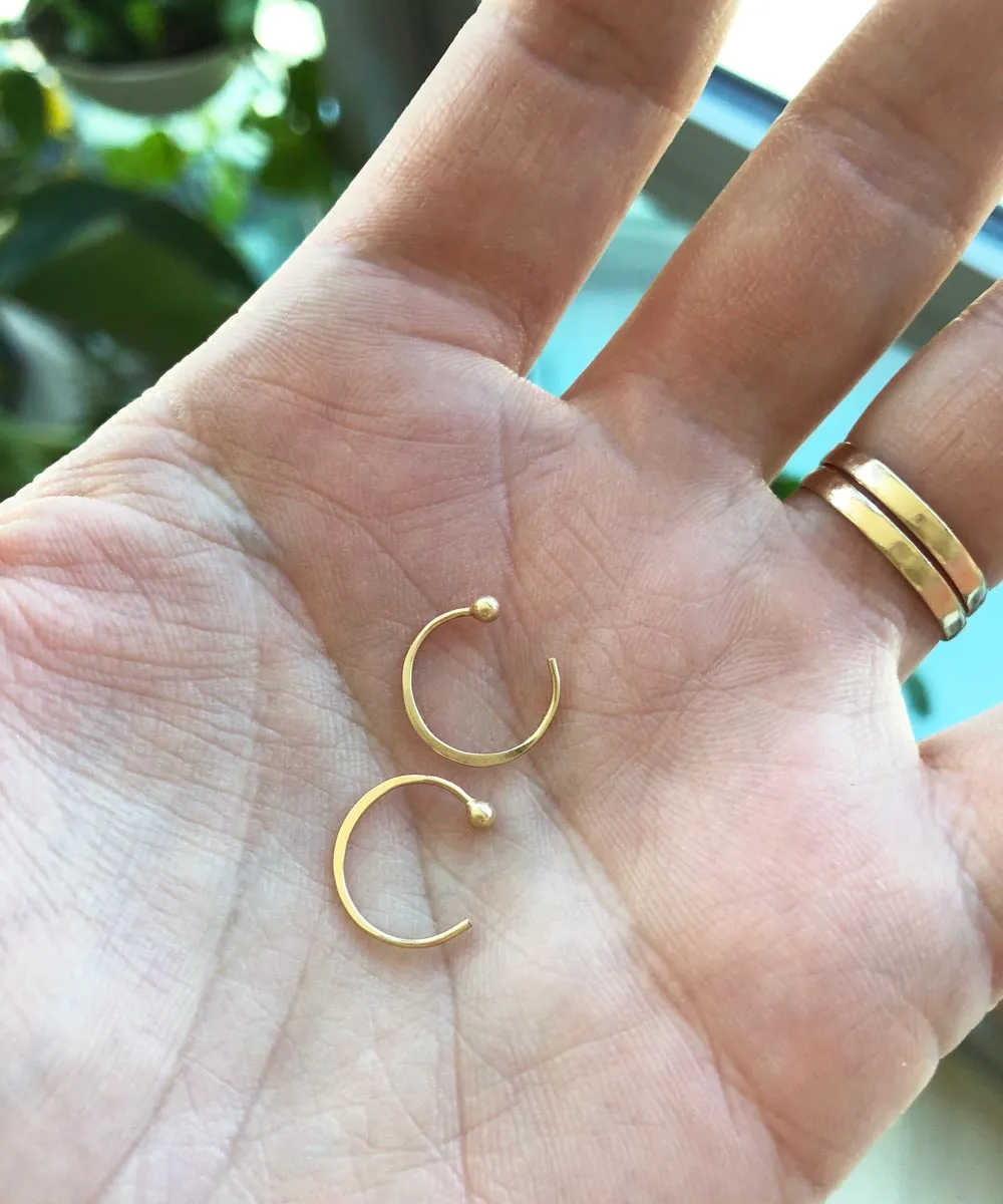 Tiny Ball Hug Hoop Earrings In Sterling Silver