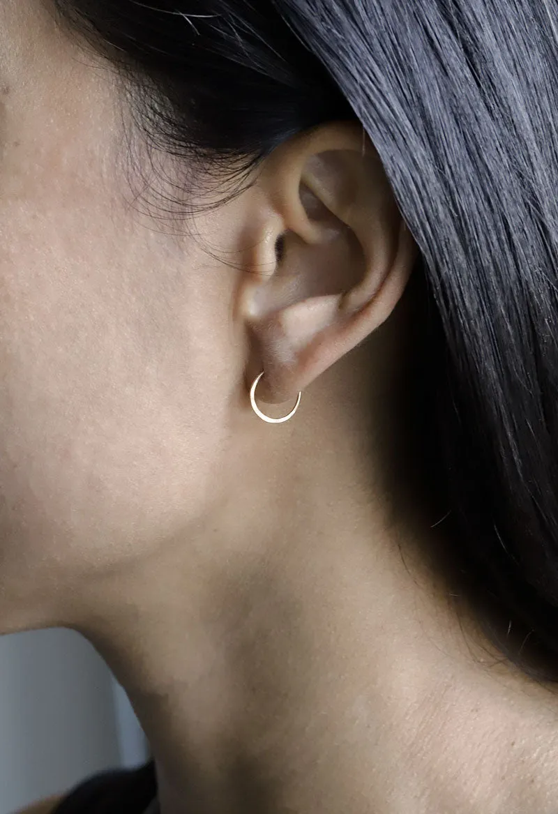 Tiny Ball Hug Hoop Earrings In Sterling Silver