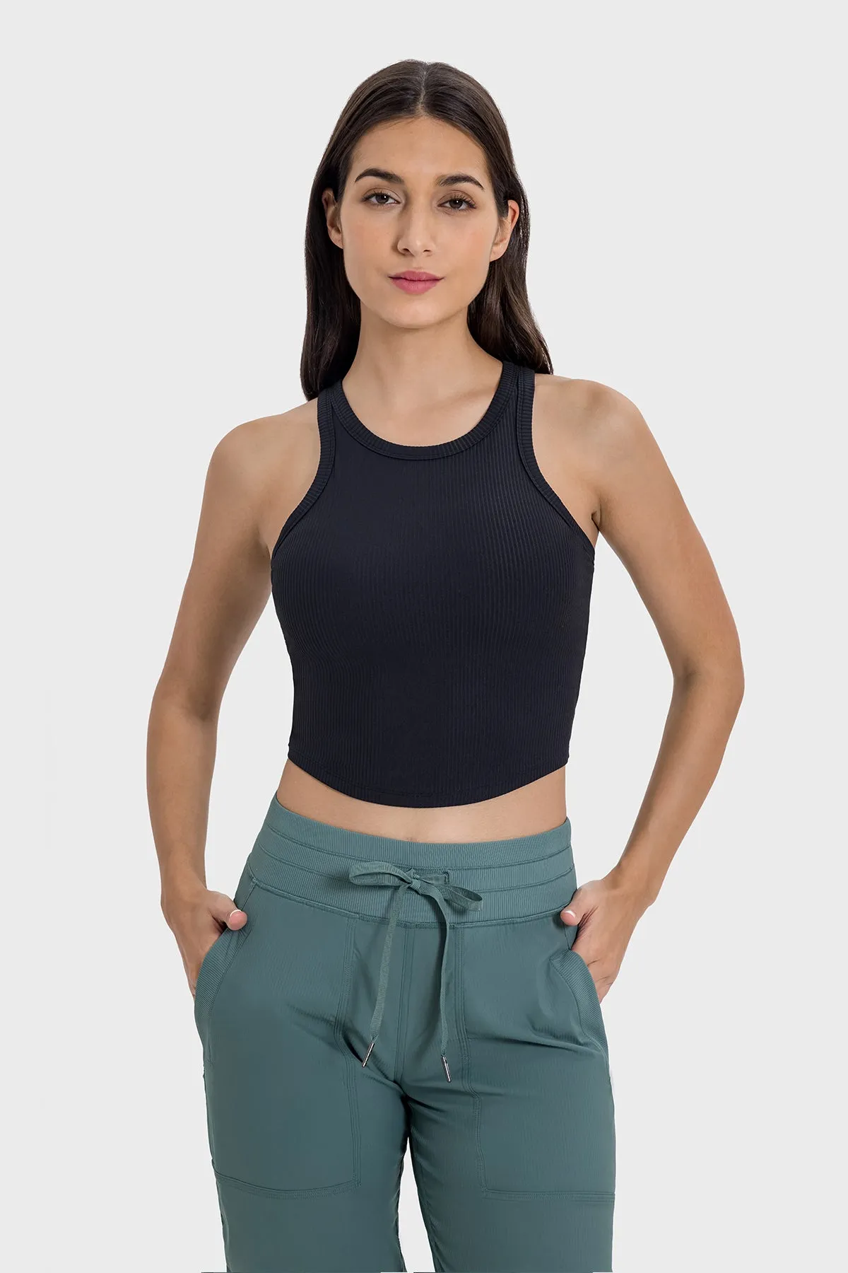 Twisted Round Neck Seamless Cup Tank Top