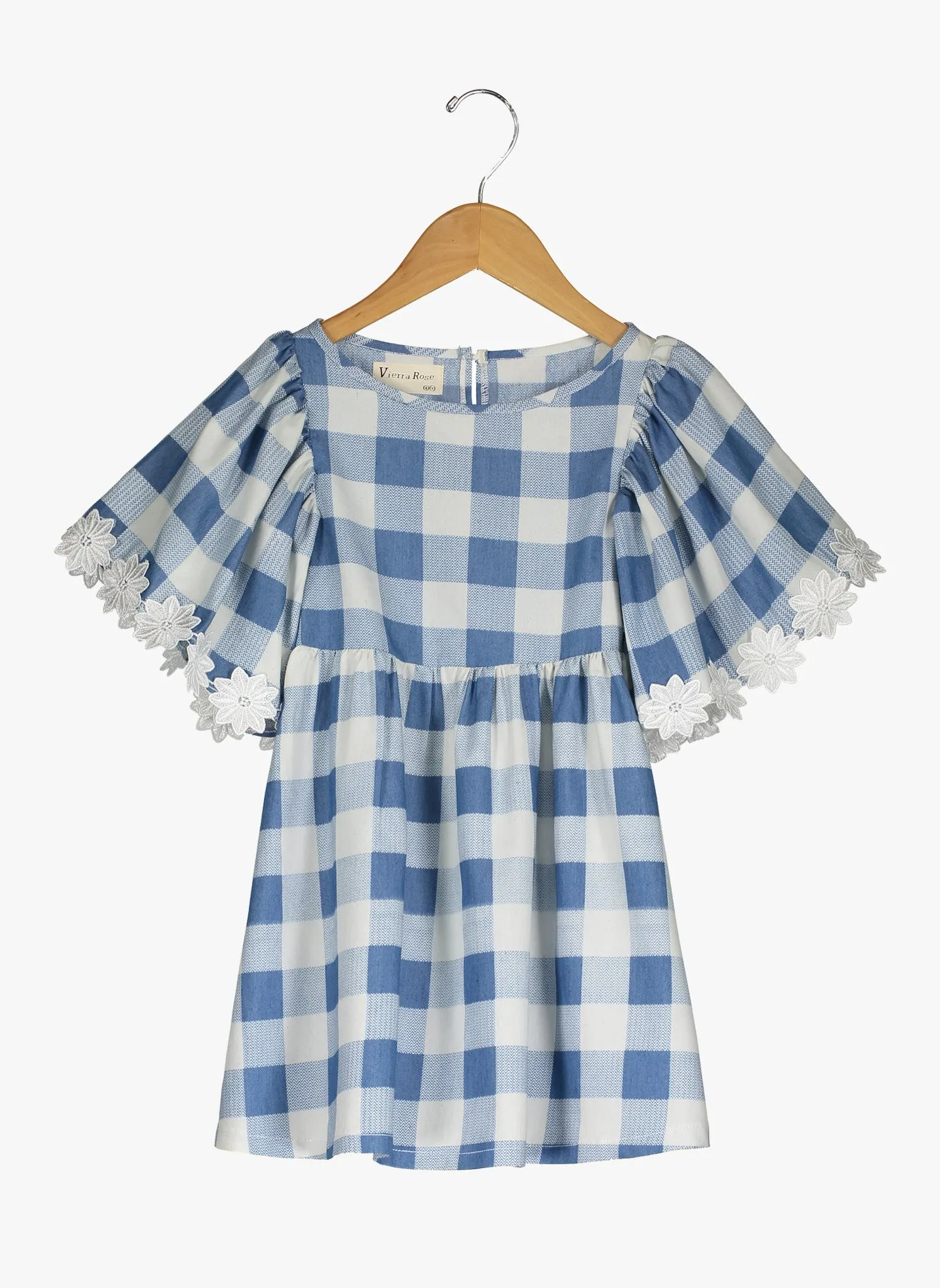 Vierra Rose London Big Sleeve Dress in Blue Check