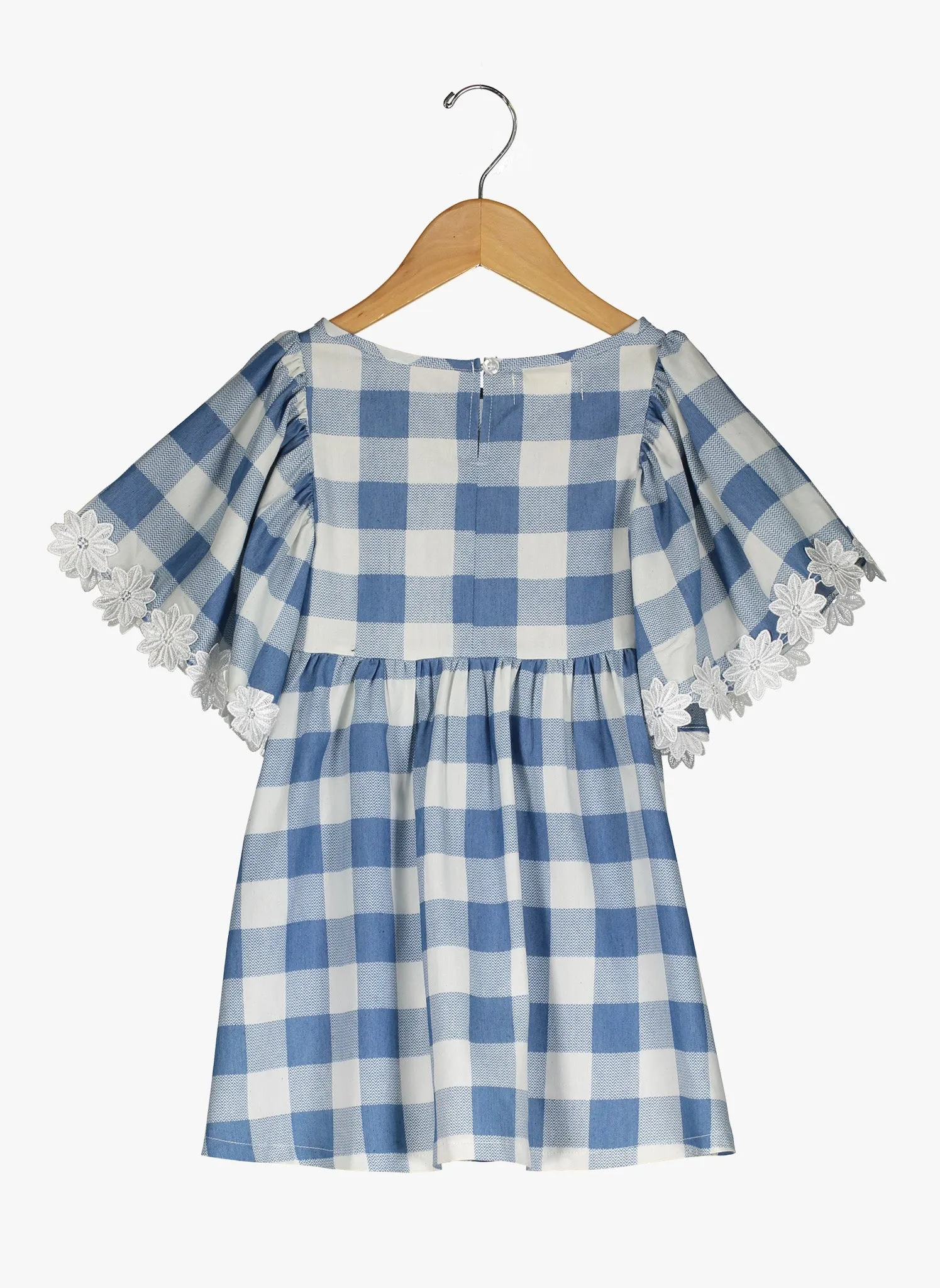 Vierra Rose London Big Sleeve Dress in Blue Check