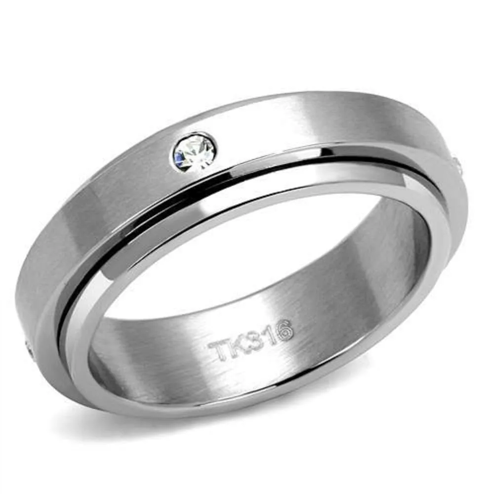 WildKlass Stainless Steel Ring High Polished Men AAA Grade CZ Clear