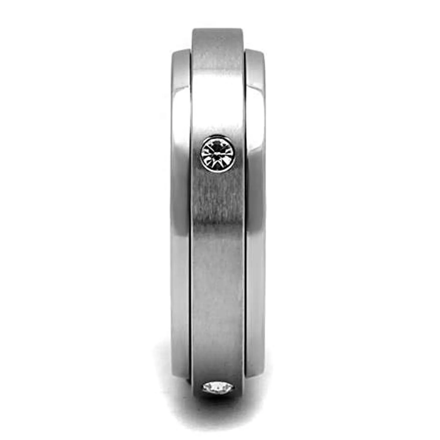 WildKlass Stainless Steel Ring High Polished Men AAA Grade CZ Clear