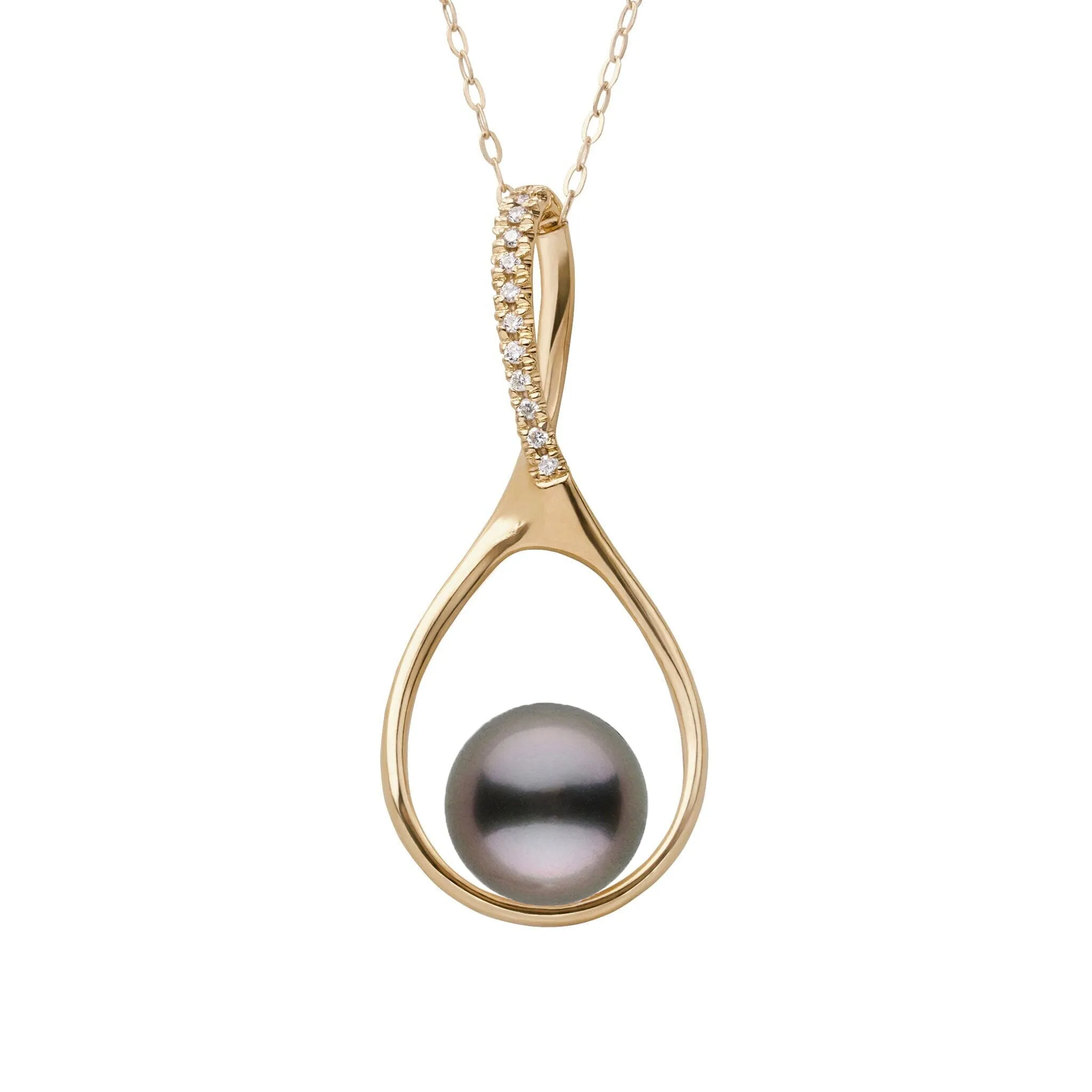 Wishbone Collection 9.0-10.0 mm Tahitian Pearl and Diamond Pendant