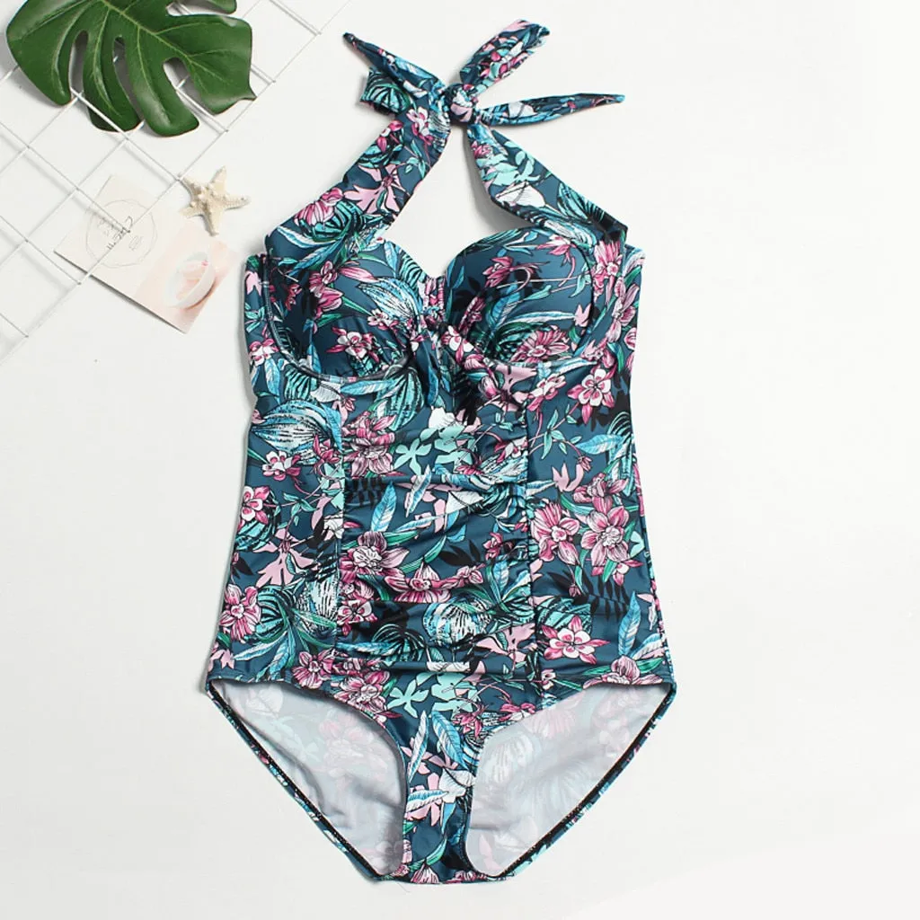 Women One Piece Printed Push Up Bikini