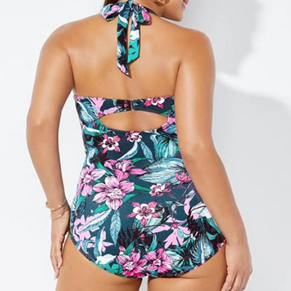 Women One Piece Printed Push Up Bikini