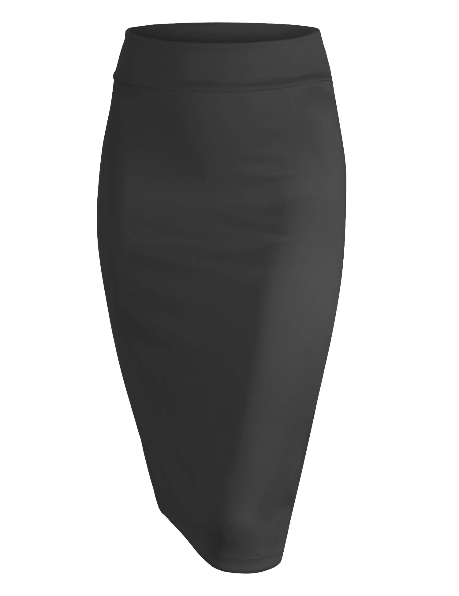 Women's Elastic Waist Stretch Bodycon Midi Knee Length Pencil Skirt