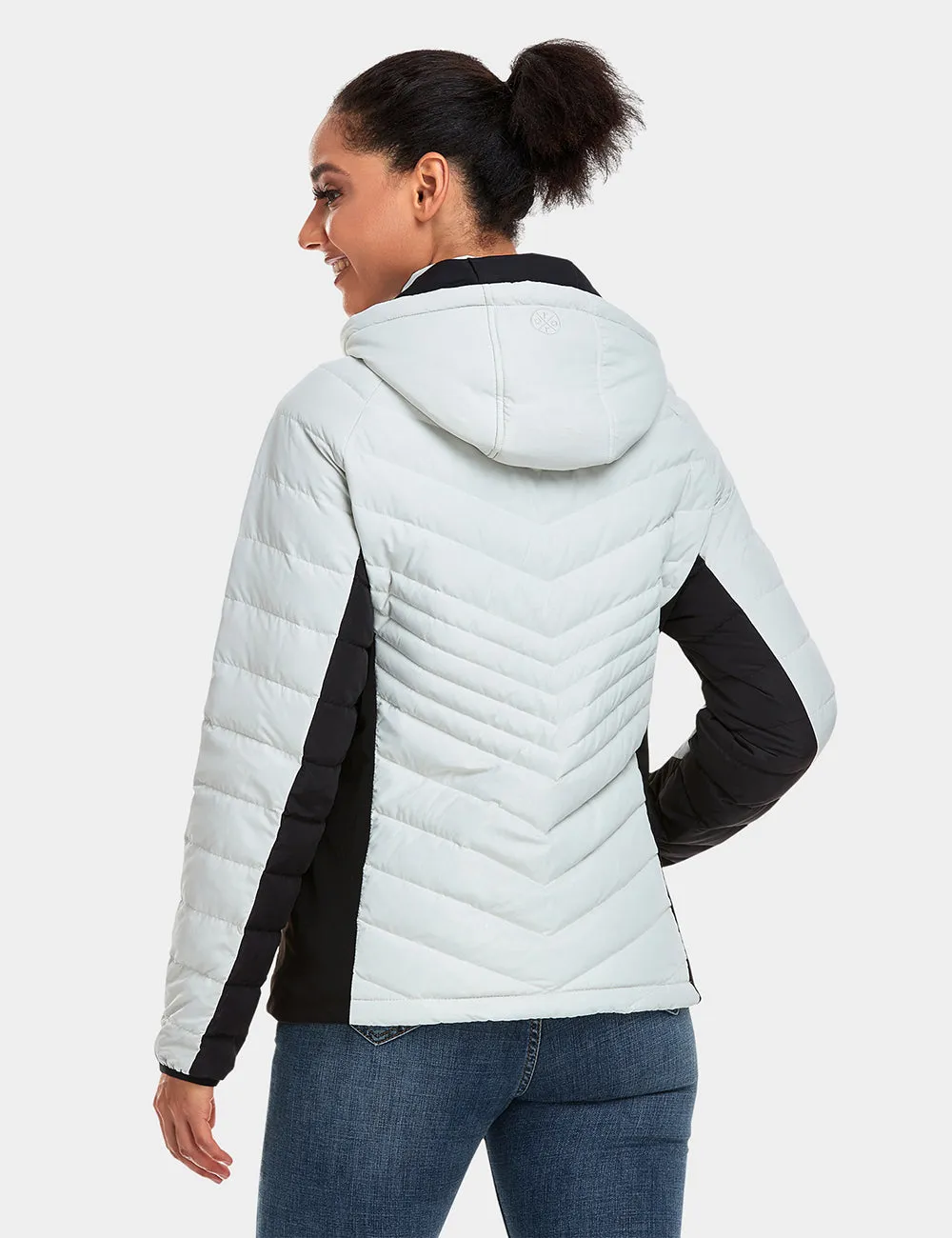 Women's Heated Down Jacket - White/Black