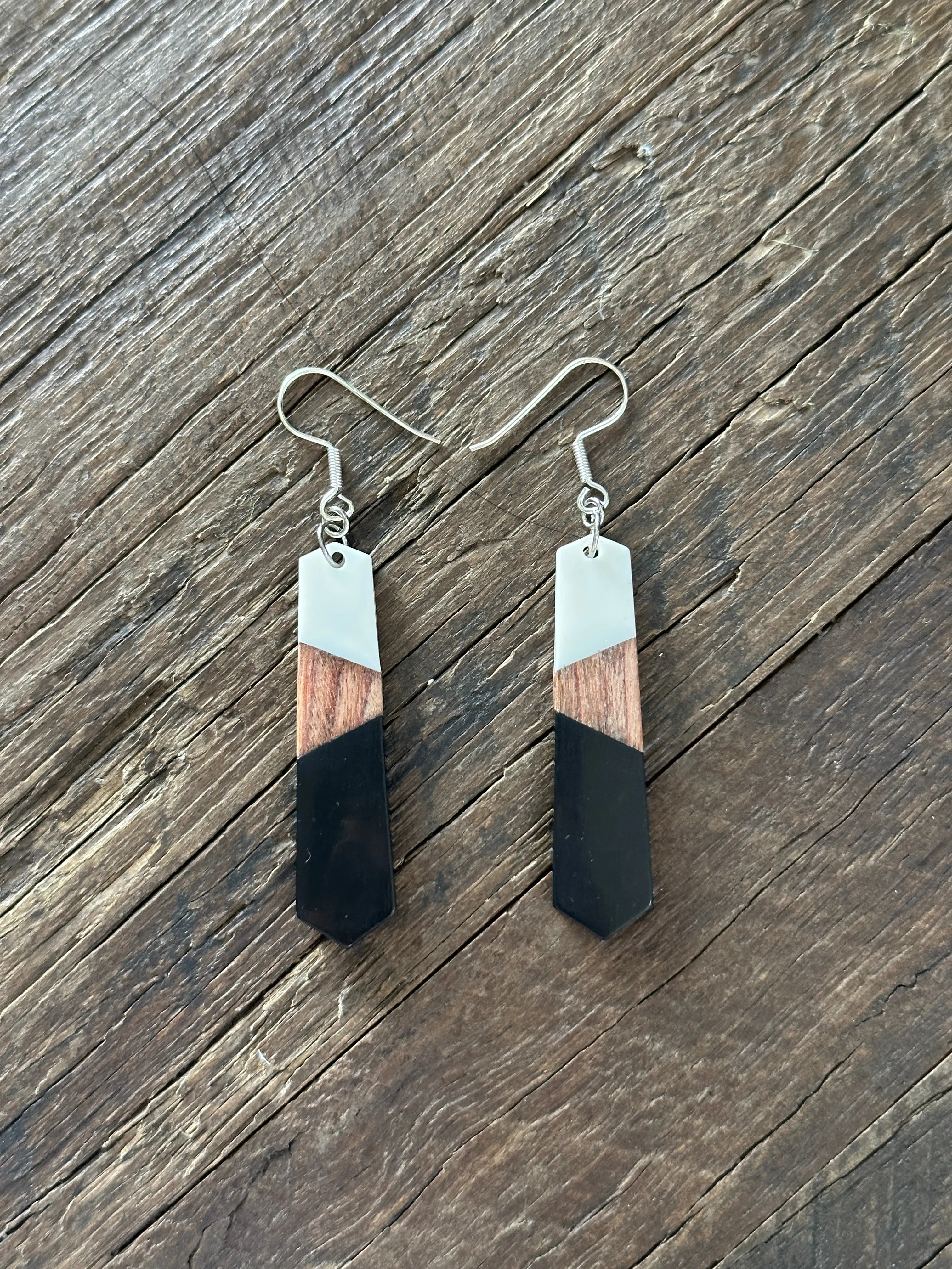 Wooden Drop Earrings - Geo